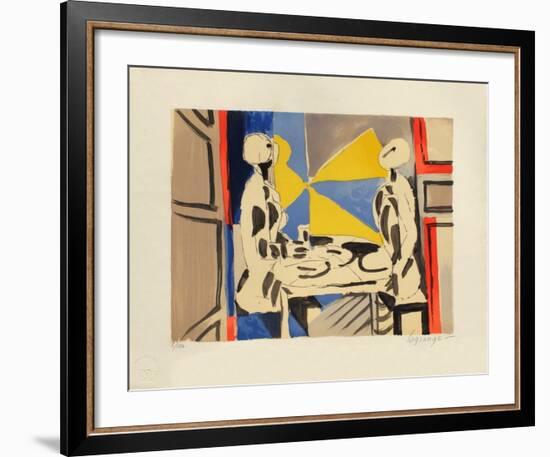 Deux personnages a table-Jacques Lagrange-Framed Limited Edition