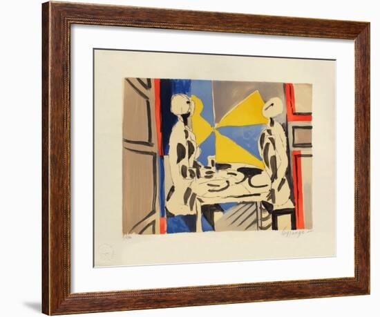 Deux personnages a table-Jacques Lagrange-Framed Limited Edition