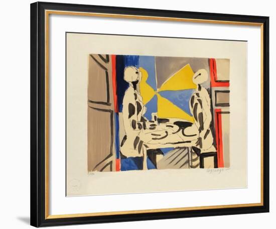 Deux personnages a table-Jacques Lagrange-Framed Limited Edition