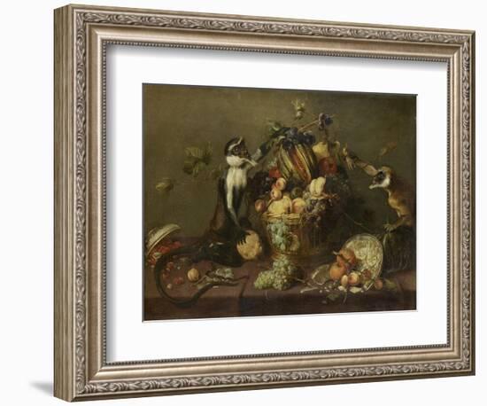 Deux singes pillant une corbeille de fruits-Frans Snyders-Framed Giclee Print