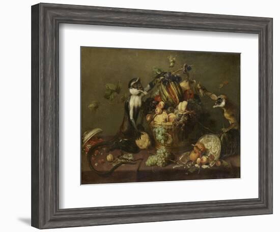 Deux singes pillant une corbeille de fruits-Frans Snyders-Framed Giclee Print