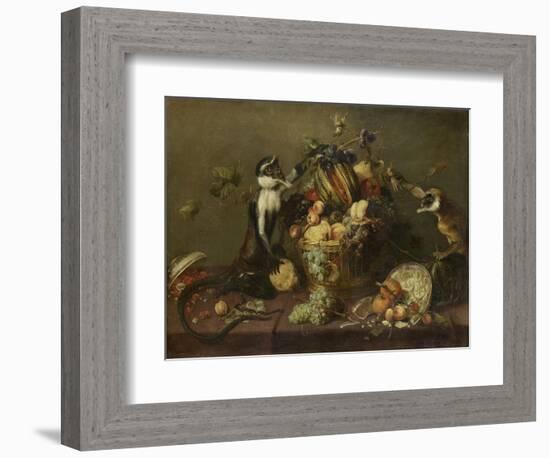 Deux singes pillant une corbeille de fruits-Frans Snyders-Framed Giclee Print