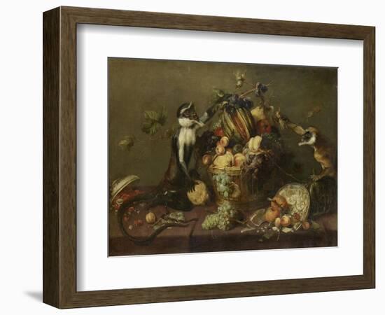 Deux singes pillant une corbeille de fruits-Frans Snyders-Framed Giclee Print