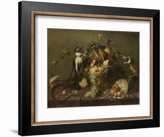 Deux singes pillant une corbeille de fruits-Frans Snyders-Framed Giclee Print