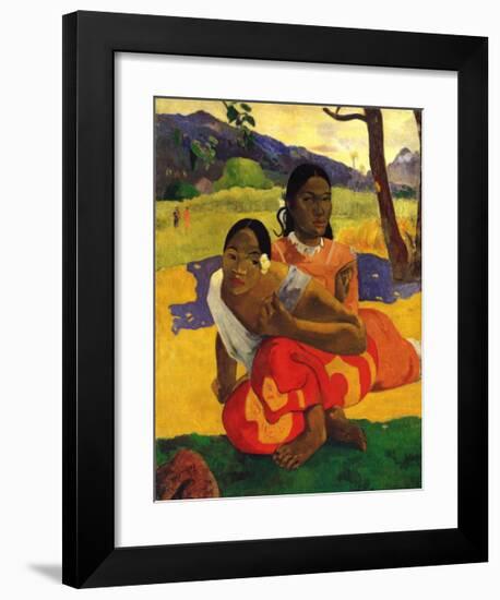 Deux Thaitiennes Accroupiees-Paul Gauguin-Framed Art Print