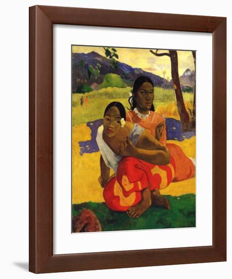 Deux Thaitiennes Accroupiees-Paul Gauguin-Framed Art Print