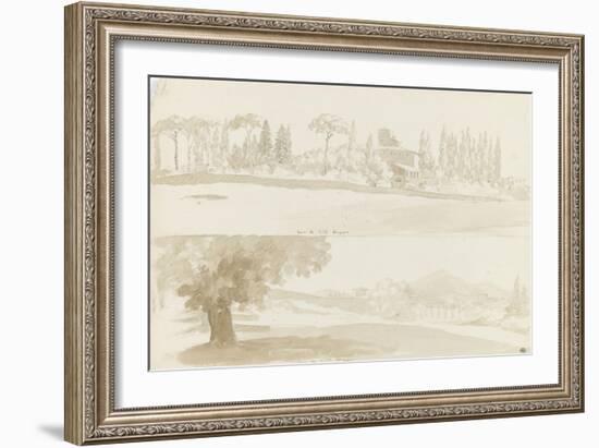 Deux vues de la villa Borghese-Pierre Henri de Valenciennes-Framed Giclee Print