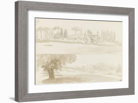 Deux vues de la villa Borghese-Pierre Henri de Valenciennes-Framed Giclee Print