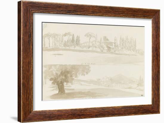 Deux vues de la villa Borghese-Pierre Henri de Valenciennes-Framed Giclee Print