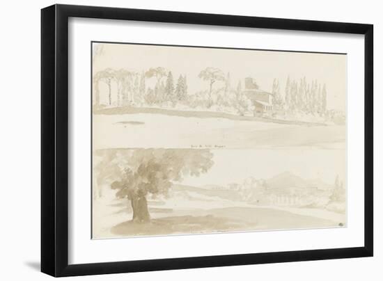 Deux vues de la villa Borghese-Pierre Henri de Valenciennes-Framed Giclee Print