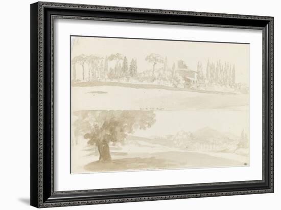 Deux vues de la villa Borghese-Pierre Henri de Valenciennes-Framed Giclee Print