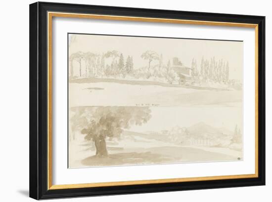 Deux vues de la villa Borghese-Pierre Henri de Valenciennes-Framed Giclee Print
