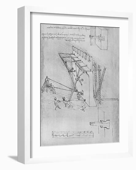 'Device for Repelling Scaling Ladders', c1480 (1945)-Leonardo Da Vinci-Framed Giclee Print