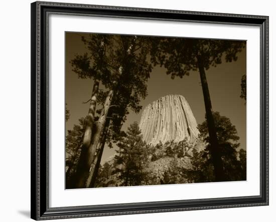 Devil's Tower National Monument at Dusk, Hulett, Wyoming, USA-Walter Bibikow-Framed Photographic Print