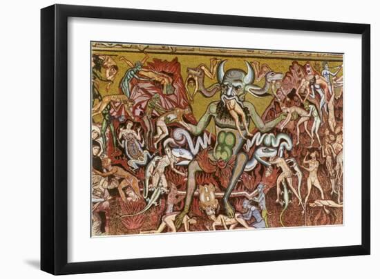 Devil with Goyesque Scene from Hell-null-Framed Art Print
