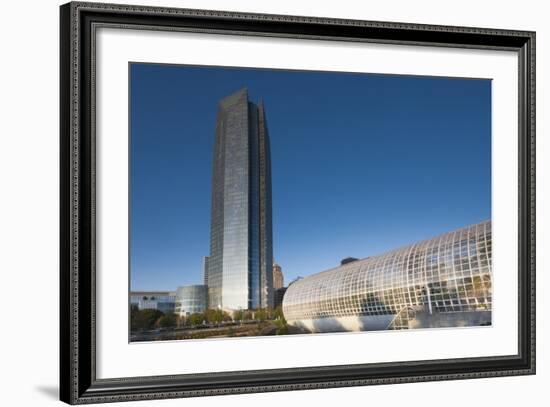 Devon Tower and Myriad Botanical Gardens, Oklahoma City, Oklahoma, USA-Walter Bibikow-Framed Photographic Print