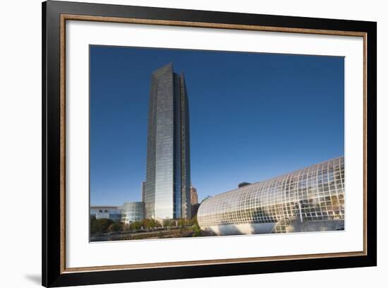 Devon Tower and Myriad Botanical Gardens, Oklahoma City, Oklahoma, USA-Walter Bibikow-Framed Photographic Print