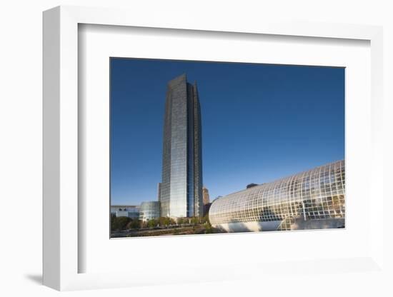 Devon Tower and Myriad Botanical Gardens, Oklahoma City, Oklahoma, USA-Walter Bibikow-Framed Photographic Print