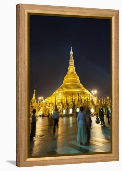 Devotees come to pray at Shwedagon Pagoda, Yangon (Rangoon), Myanmar (Burma), Asia-Alex Treadway-Framed Premier Image Canvas