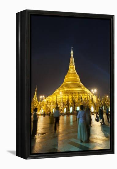 Devotees come to pray at Shwedagon Pagoda, Yangon (Rangoon), Myanmar (Burma), Asia-Alex Treadway-Framed Premier Image Canvas