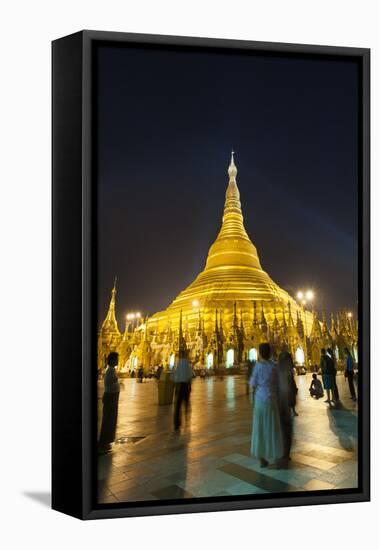 Devotees come to pray at Shwedagon Pagoda, Yangon (Rangoon), Myanmar (Burma), Asia-Alex Treadway-Framed Premier Image Canvas