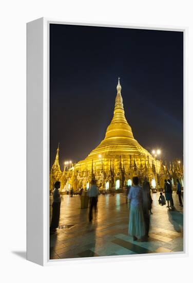 Devotees come to pray at Shwedagon Pagoda, Yangon (Rangoon), Myanmar (Burma), Asia-Alex Treadway-Framed Premier Image Canvas