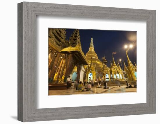 Devotees come to pray at Shwedagon Pagoda, Yangon (Rangoon), Myanmar (Burma), Asia-Alex Treadway-Framed Photographic Print