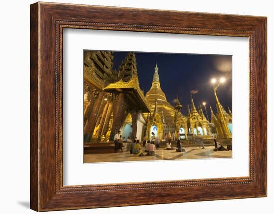 Devotees come to pray at Shwedagon Pagoda, Yangon (Rangoon), Myanmar (Burma), Asia-Alex Treadway-Framed Photographic Print