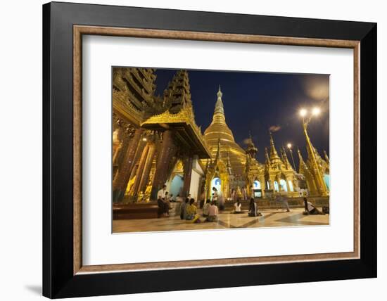 Devotees come to pray at Shwedagon Pagoda, Yangon (Rangoon), Myanmar (Burma), Asia-Alex Treadway-Framed Photographic Print