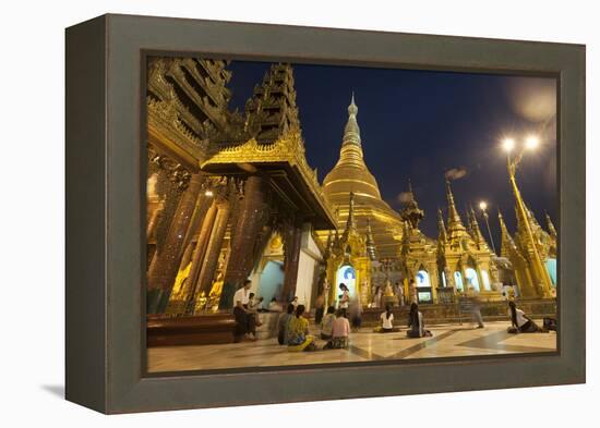 Devotees come to pray at Shwedagon Pagoda, Yangon (Rangoon), Myanmar (Burma), Asia-Alex Treadway-Framed Premier Image Canvas