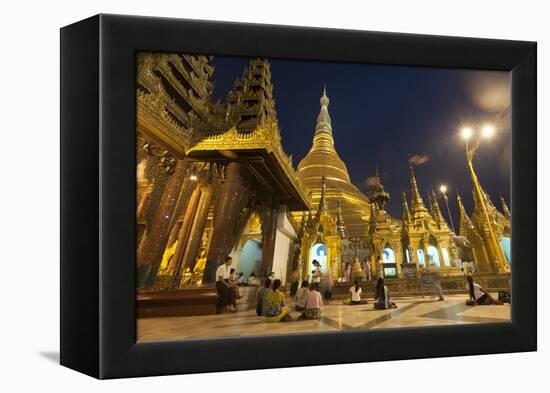 Devotees come to pray at Shwedagon Pagoda, Yangon (Rangoon), Myanmar (Burma), Asia-Alex Treadway-Framed Premier Image Canvas