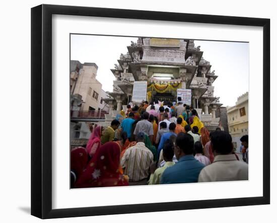 Devotees Queuing to Do Puja at Kankera Festival, after Diwali Celebrations, Jagdish Temple, India-Annie Owen-Framed Photographic Print