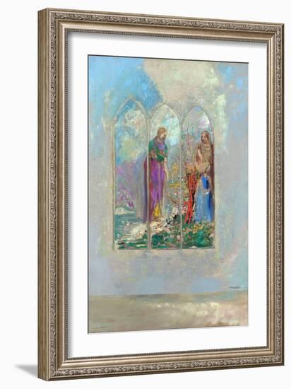 Devotion Devant Un Buisson Rouge - Devotion near a Red Bush - Peinture De Odilon Redon (1840-1916),-Odilon Redon-Framed Giclee Print