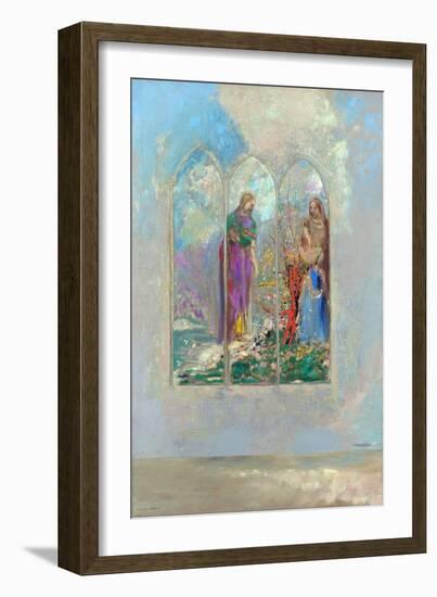 Devotion Devant Un Buisson Rouge - Devotion near a Red Bush - Peinture De Odilon Redon (1840-1916),-Odilon Redon-Framed Giclee Print