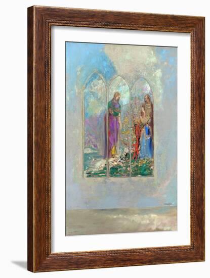 Devotion Devant Un Buisson Rouge - Devotion near a Red Bush - Peinture De Odilon Redon (1840-1916),-Odilon Redon-Framed Giclee Print