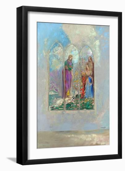 Devotion Devant Un Buisson Rouge - Devotion near a Red Bush - Peinture De Odilon Redon (1840-1916),-Odilon Redon-Framed Giclee Print