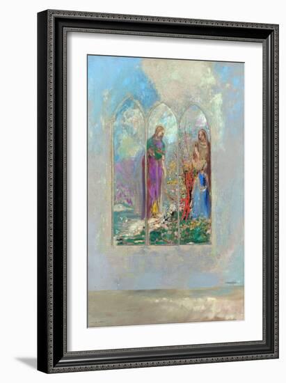 Devotion Devant Un Buisson Rouge - Devotion near a Red Bush - Peinture De Odilon Redon (1840-1916),-Odilon Redon-Framed Giclee Print