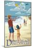 Dewey Beach, Delaware - Kite Flyers-Lantern Press-Mounted Art Print