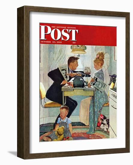 "Dewey v. Truman" Saturday Evening Post Cover, October 30,1948-Norman Rockwell-Framed Giclee Print