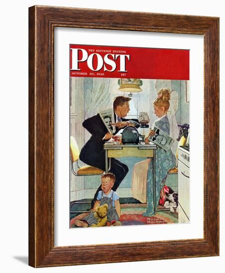 "Dewey v. Truman" Saturday Evening Post Cover, October 30,1948-Norman Rockwell-Framed Giclee Print