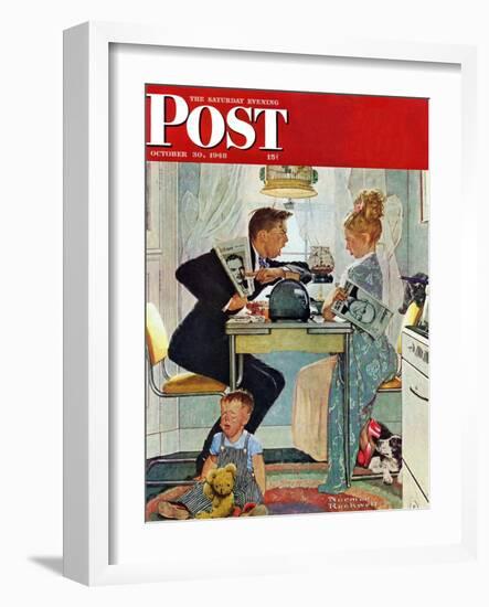 "Dewey v. Truman" Saturday Evening Post Cover, October 30,1948-Norman Rockwell-Framed Giclee Print