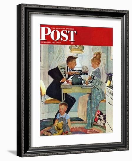 "Dewey v. Truman" Saturday Evening Post Cover, October 30,1948-Norman Rockwell-Framed Giclee Print