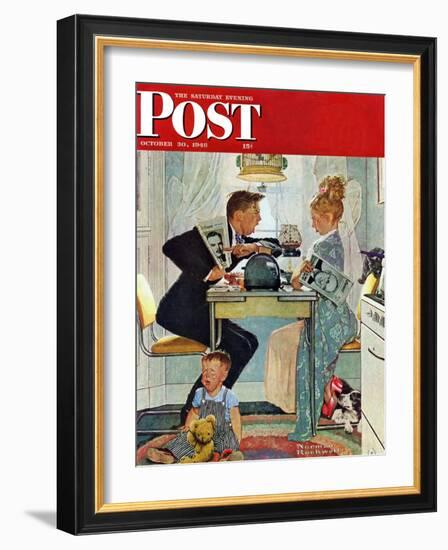 "Dewey v. Truman" Saturday Evening Post Cover, October 30,1948-Norman Rockwell-Framed Giclee Print