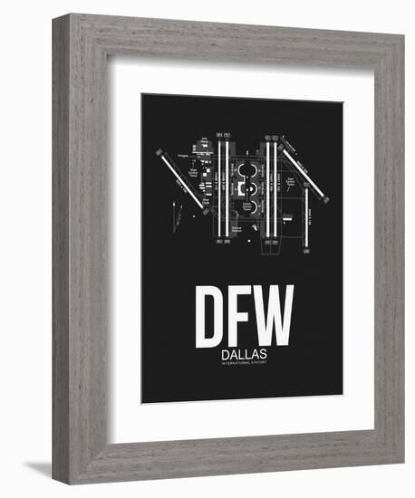 DFW Dallas Airport Black-NaxArt-Framed Art Print