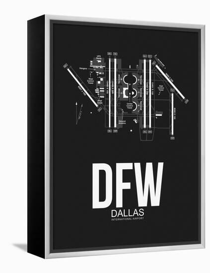 DFW Dallas Airport Black-NaxArt-Framed Stretched Canvas