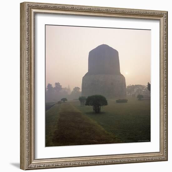 Dhamekh Stupa, Buddhist Pilgrimage Site, Sarnath, Near Varanasi, Uttar Pradesh State, India, Asia-James Gritz-Framed Photographic Print