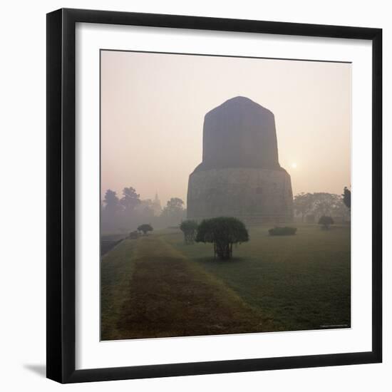 Dhamekh Stupa, Buddhist Pilgrimage Site, Sarnath, Near Varanasi, Uttar Pradesh State, India, Asia-James Gritz-Framed Photographic Print
