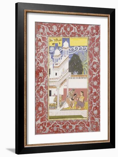 Dhanasri Ragini, Portrait of Her Beloved, circa 1670-null-Framed Giclee Print