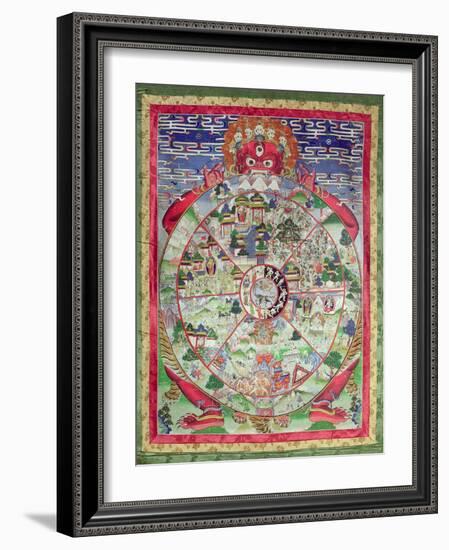 Dharmachakra, Wheel of Transmigratory Existence-Tibetan School-Framed Giclee Print