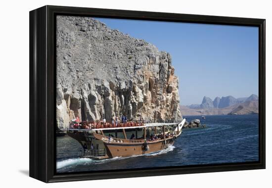 Dhow in Musandam Fjords, Oman, Middle East-Rolf Richardson-Framed Premier Image Canvas